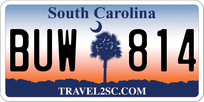 SC license plate BUW814