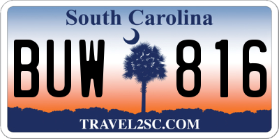 SC license plate BUW816