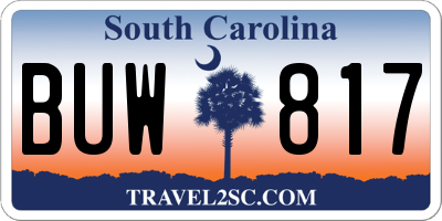 SC license plate BUW817