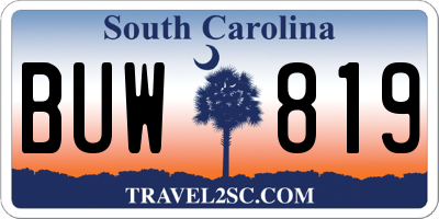 SC license plate BUW819
