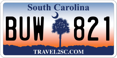 SC license plate BUW821