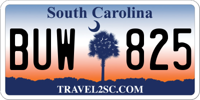 SC license plate BUW825