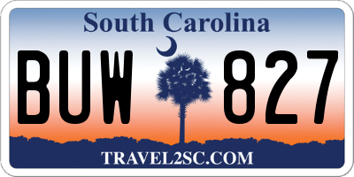 SC license plate BUW827