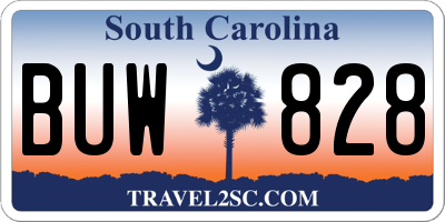 SC license plate BUW828
