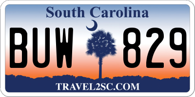 SC license plate BUW829