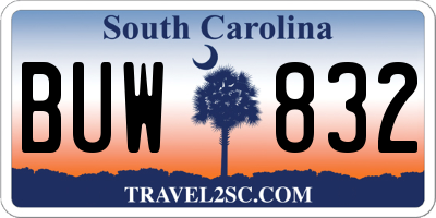 SC license plate BUW832