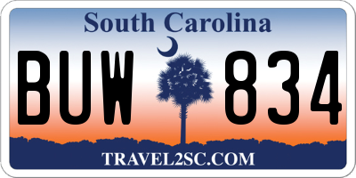 SC license plate BUW834