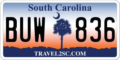 SC license plate BUW836