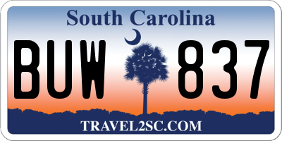 SC license plate BUW837