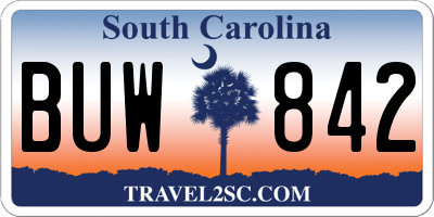 SC license plate BUW842
