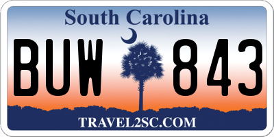 SC license plate BUW843