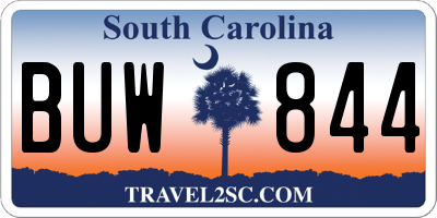 SC license plate BUW844