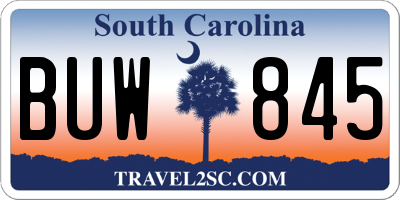 SC license plate BUW845