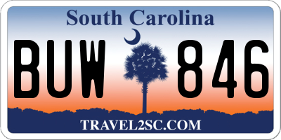 SC license plate BUW846