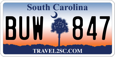 SC license plate BUW847