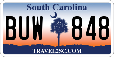 SC license plate BUW848