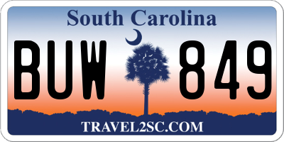 SC license plate BUW849