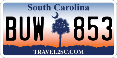 SC license plate BUW853