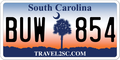 SC license plate BUW854