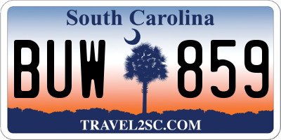 SC license plate BUW859