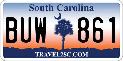 SC license plate BUW861