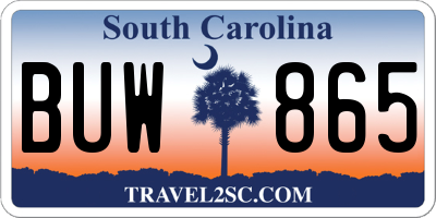 SC license plate BUW865
