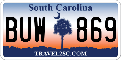 SC license plate BUW869