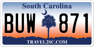 SC license plate BUW871
