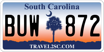 SC license plate BUW872