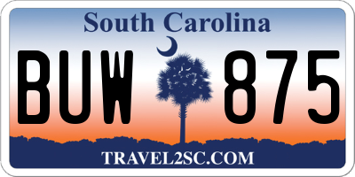 SC license plate BUW875