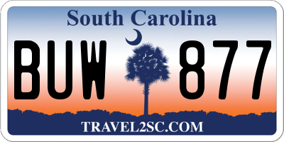 SC license plate BUW877