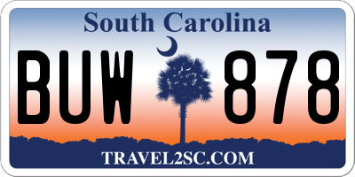 SC license plate BUW878