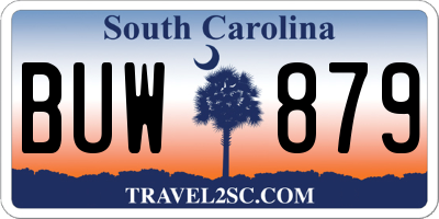 SC license plate BUW879