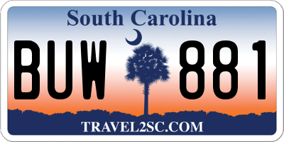 SC license plate BUW881