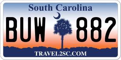 SC license plate BUW882