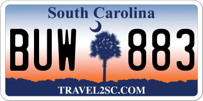 SC license plate BUW883