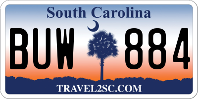 SC license plate BUW884