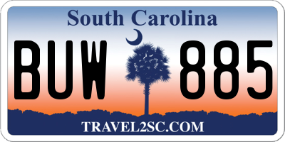 SC license plate BUW885