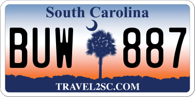 SC license plate BUW887