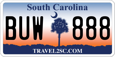 SC license plate BUW888