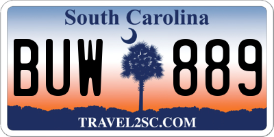 SC license plate BUW889