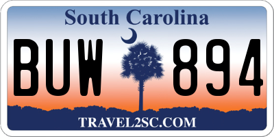 SC license plate BUW894