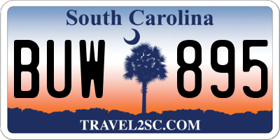 SC license plate BUW895