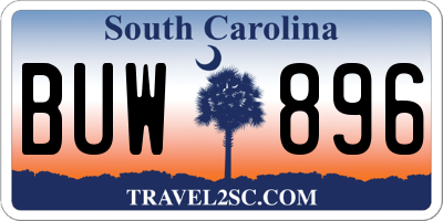 SC license plate BUW896