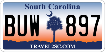 SC license plate BUW897