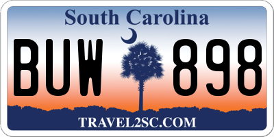 SC license plate BUW898