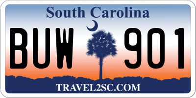 SC license plate BUW901