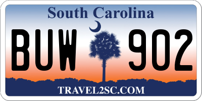 SC license plate BUW902