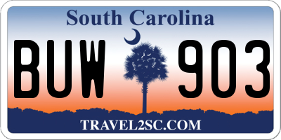 SC license plate BUW903