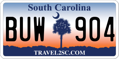 SC license plate BUW904